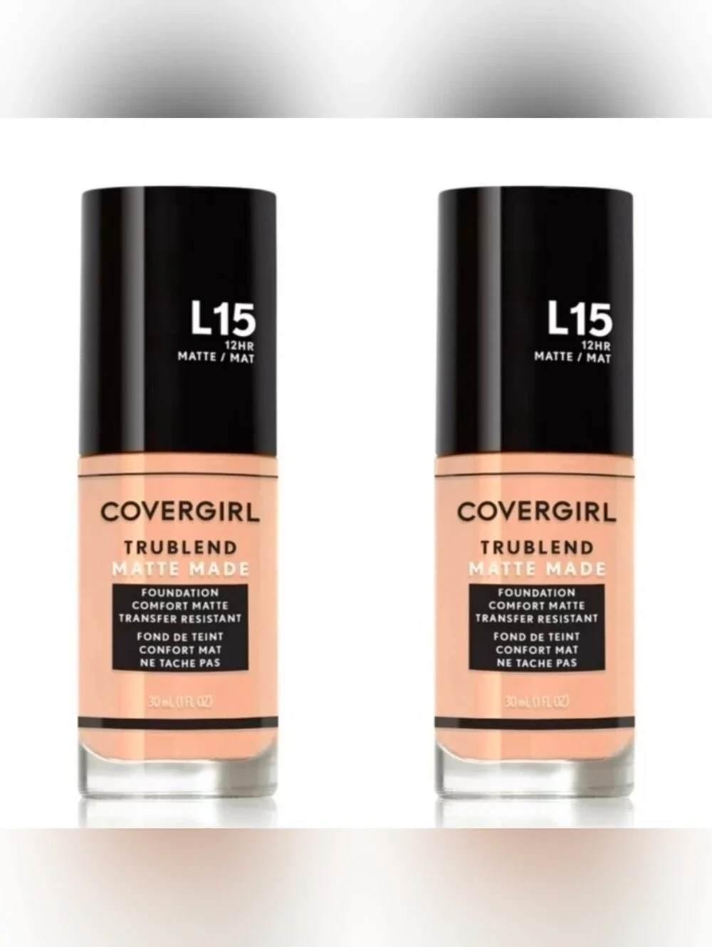 2 x CoverGirl TruBlend Matte Made Foundation in L15 Porcelain BNIB